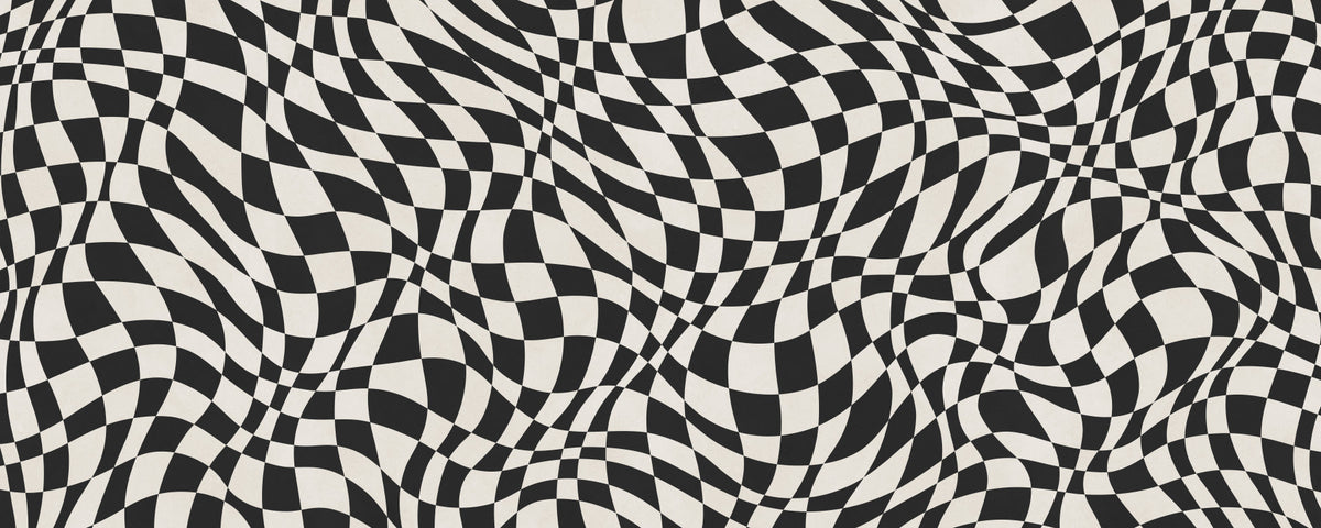 Wavy Monochrome Checkerboard Wall Mural