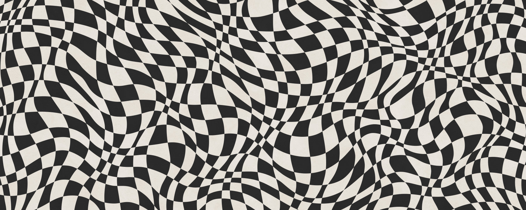 Wavy Monochrome Checkerboard Wall Mural