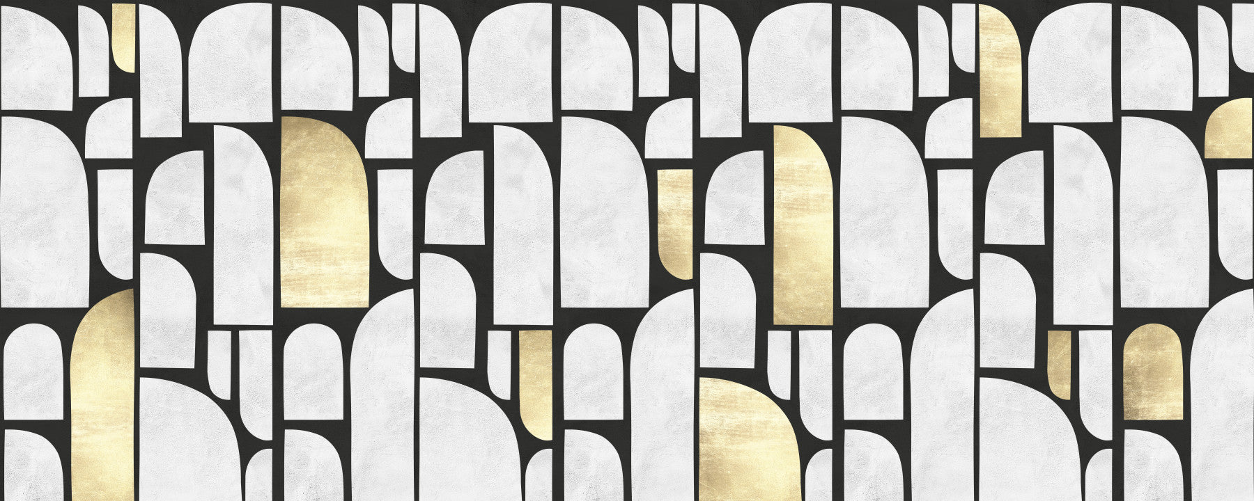 Modernist Gold and Stone Archway Motif Wall Mural