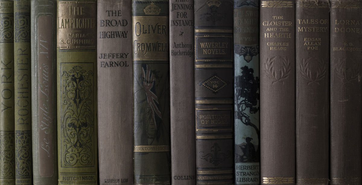 Vintage Library Book Spine Collection Wall Mural