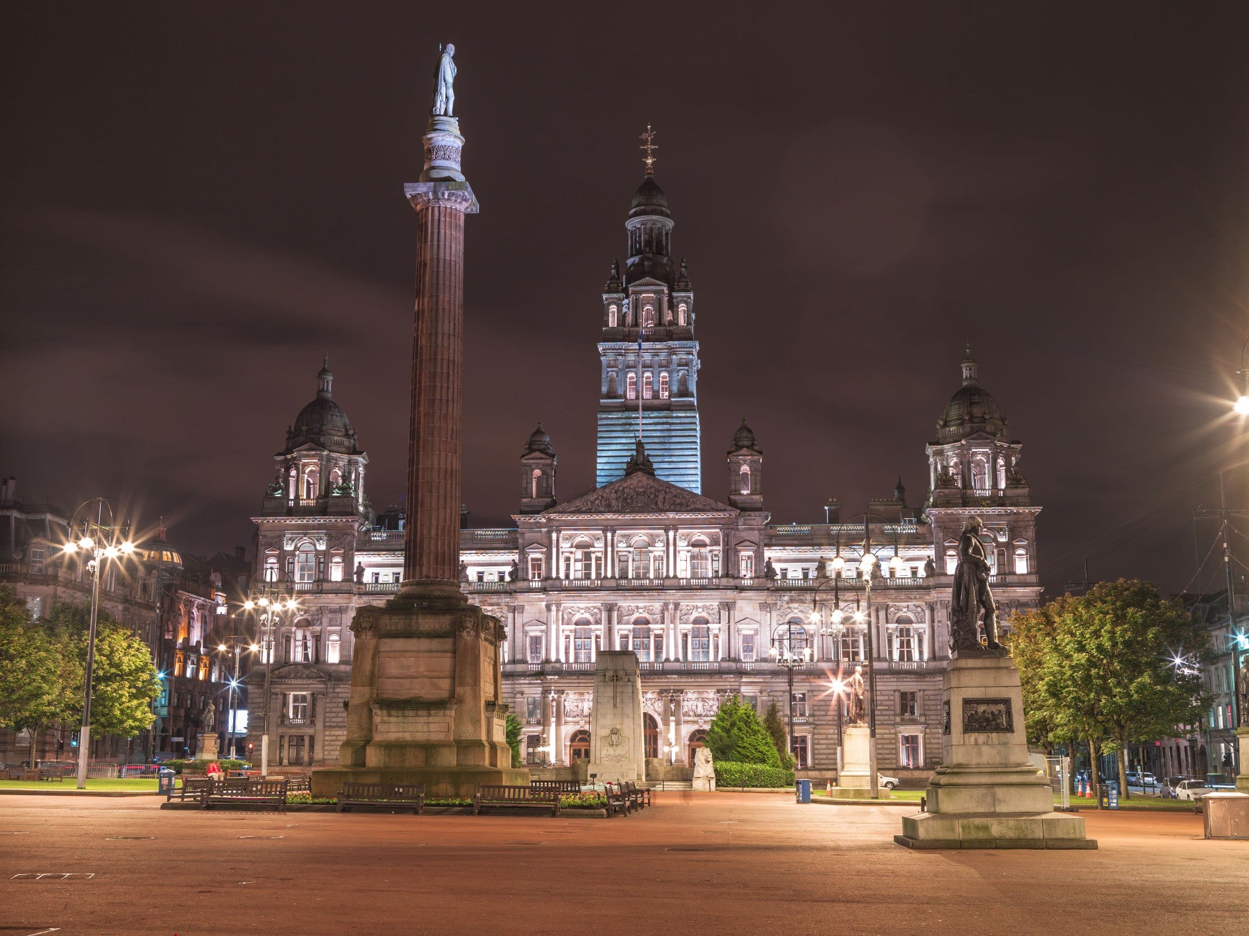 Glasgow City Chambers Nightscape Wall Mural