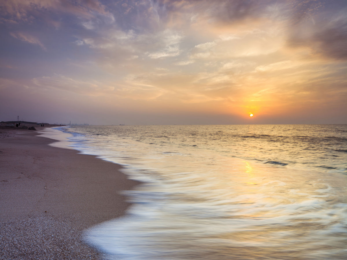 Golden Hour Coastal Horizon Wall Mural in your room — zoomed