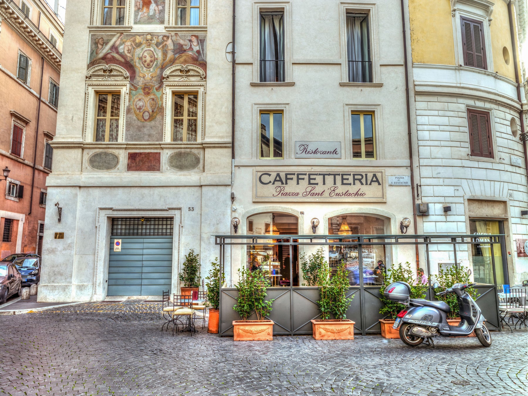 Italian Piazza Street Scene Wall Mural