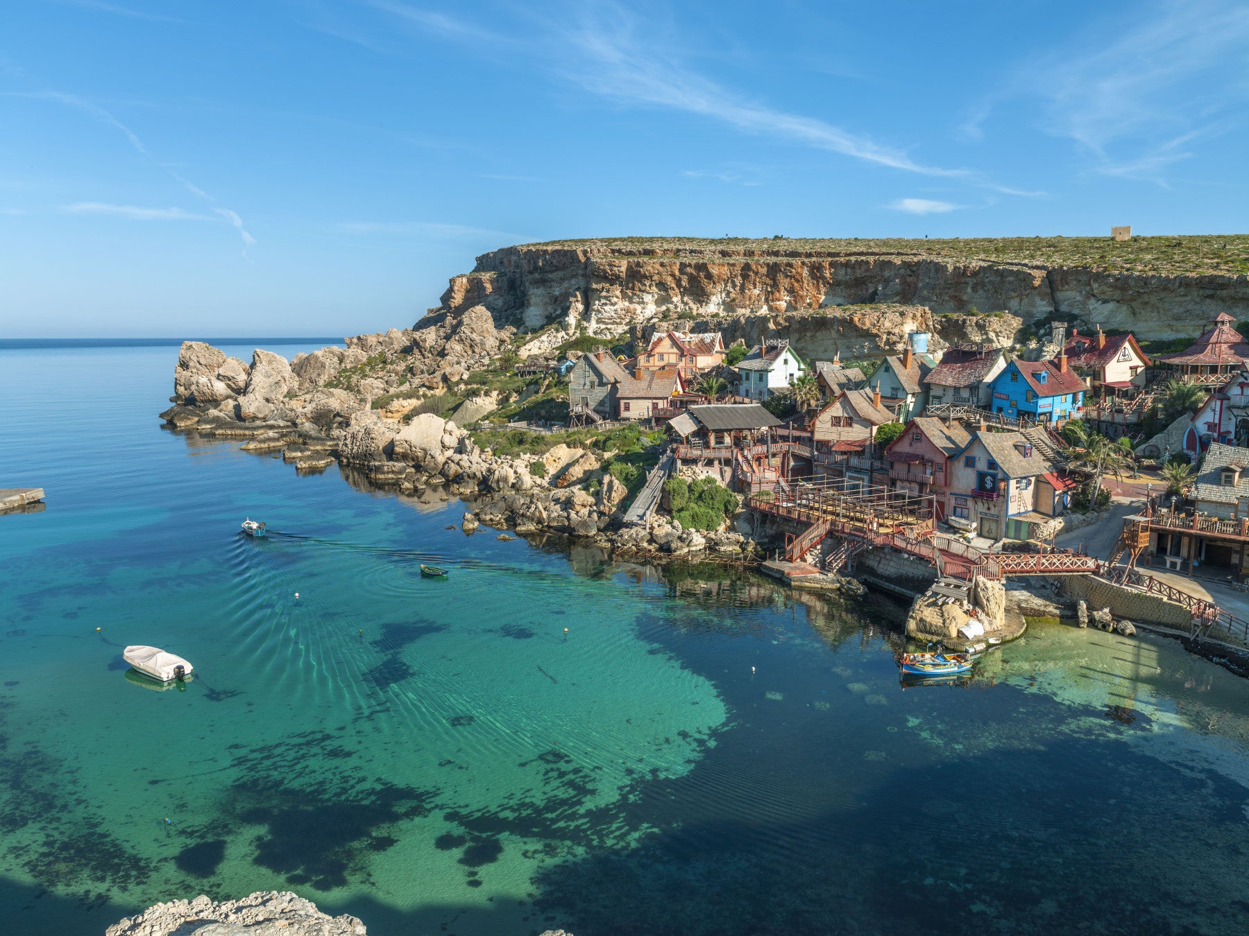 Mediterranean Coastal Village Harbor Wall Mural