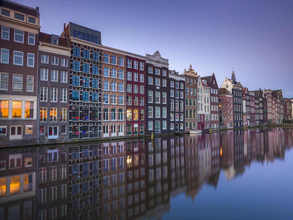 Amsterdam Canal Dusk Architecture Wall Mural in your room — zoomed