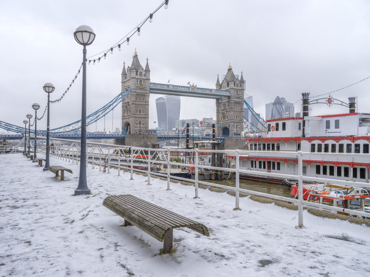 Snowy Thames Riverside View Wall Mural