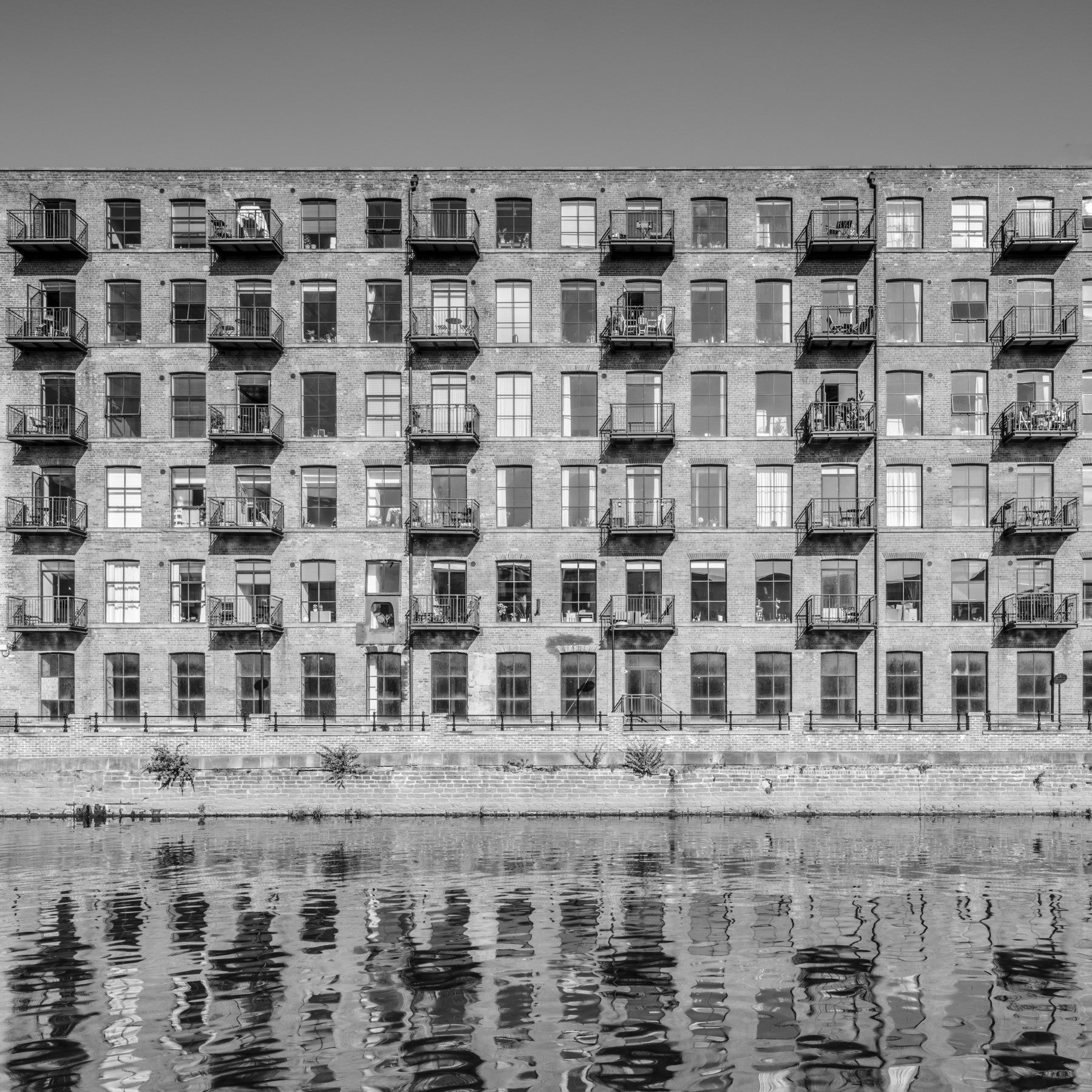 Industrial Riverside Brick Loft Facade Wall Mural