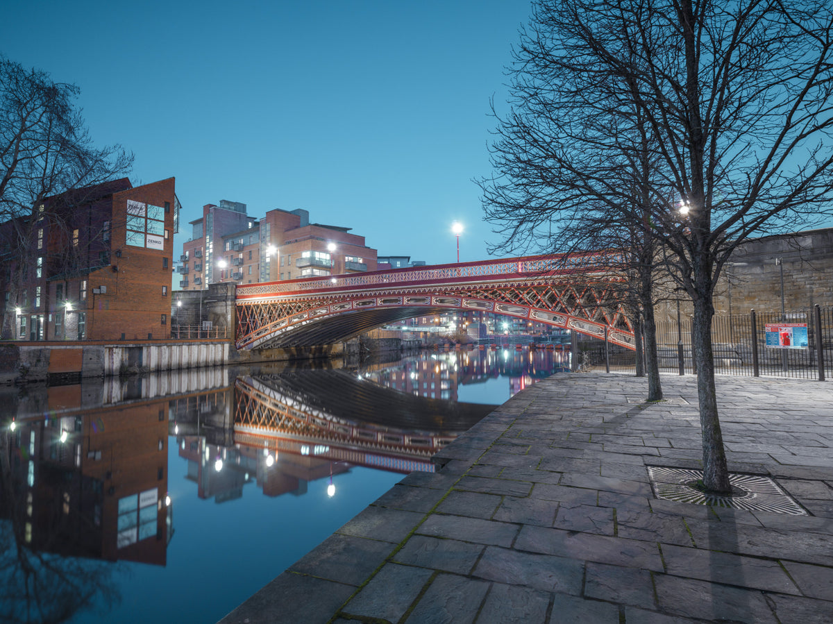 Urban River Reflection Bridge Wall Mural