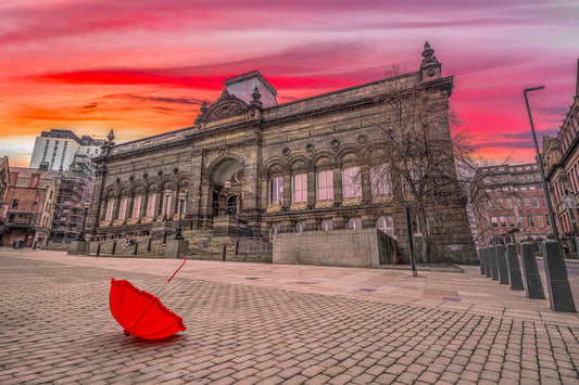 Urban Red Umbrella Sunset Wall Mural