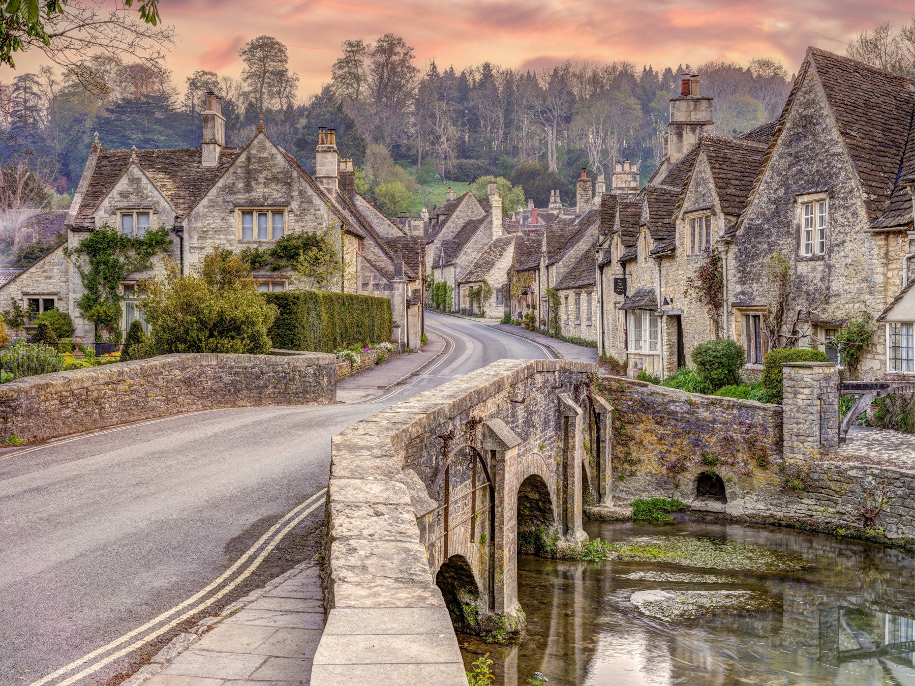 Cotswold Village Sunset Wall Mural