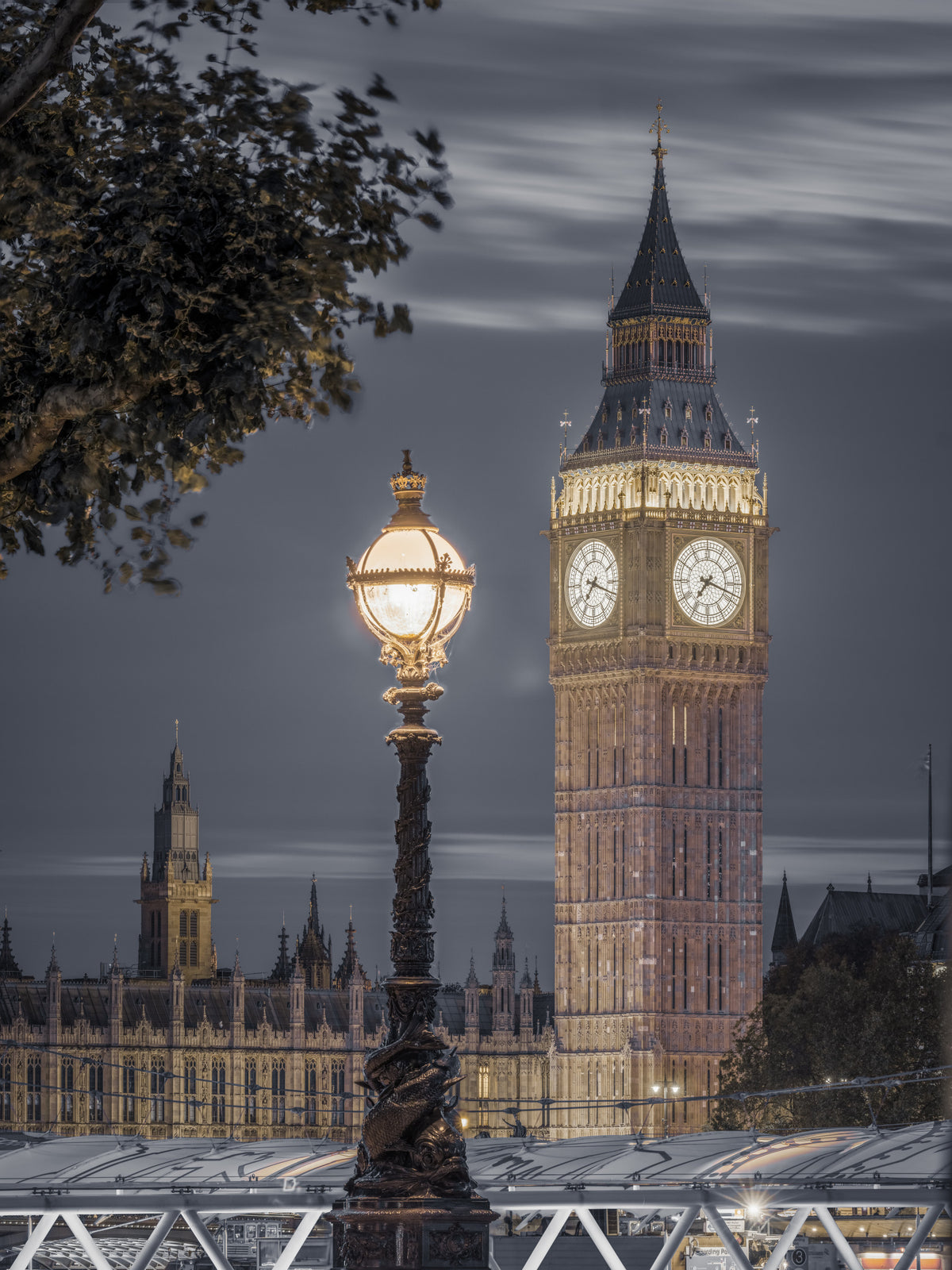 London Clock Tower Twilight Scene Wall Mural in your room — zoomed