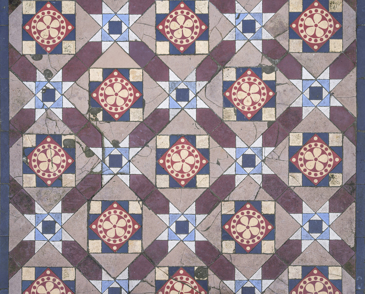 Victorian Geometric Floral Medallion Wall Mural in your room — zoomed