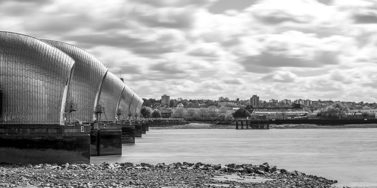 Thames Flood Barrier View Wall Mural in your room — zoomed
