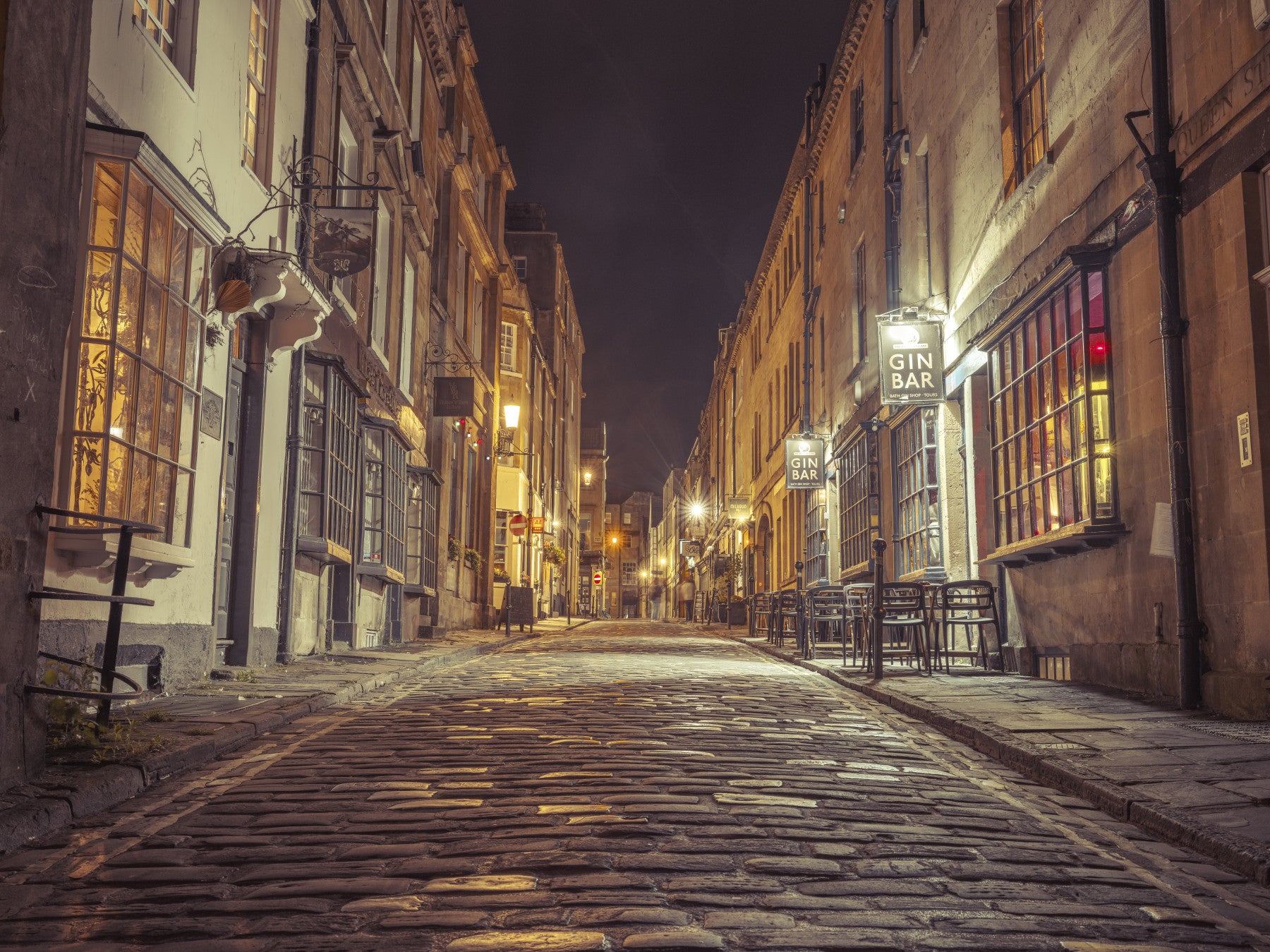 Nocturnal Cobbled Alleyway Wall Mural