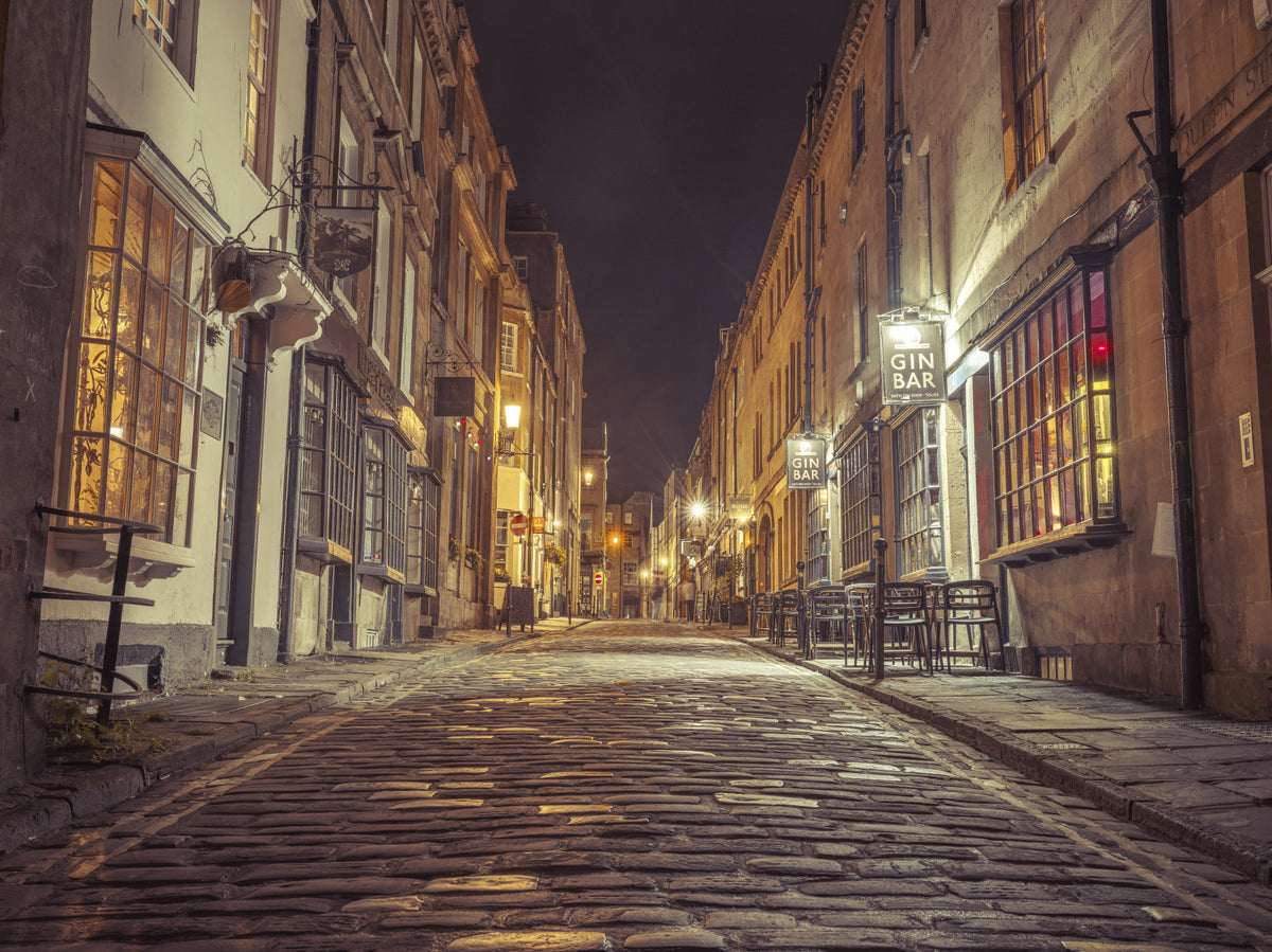 Nocturnal Cobbled Alleyway Wall Mural in your room — zoomed