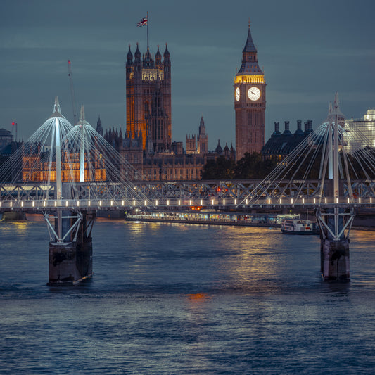 London Twilight Skyline Bridge Wall Mural