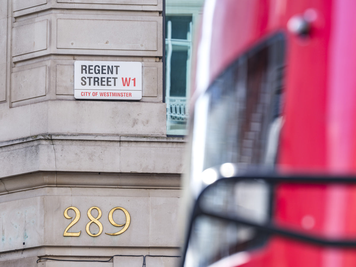 Iconic London Street Sign Wall Mural in your room — zoomed