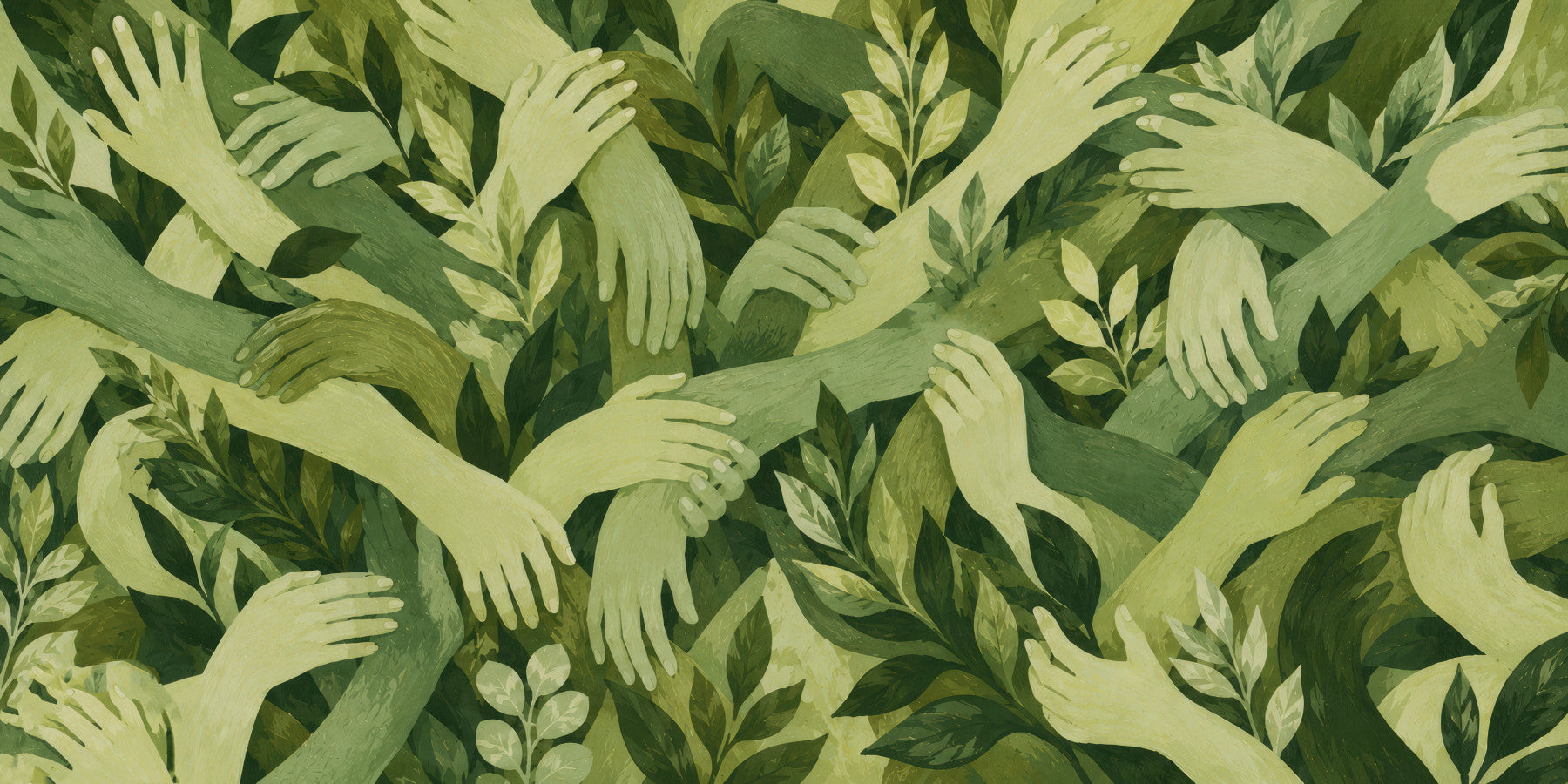 Intertwined Foliage Hands Wall Mural