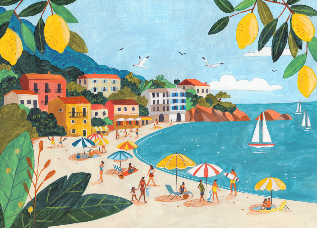 Mediterranean Coastline Escape Wall Mural in your room — zoomed