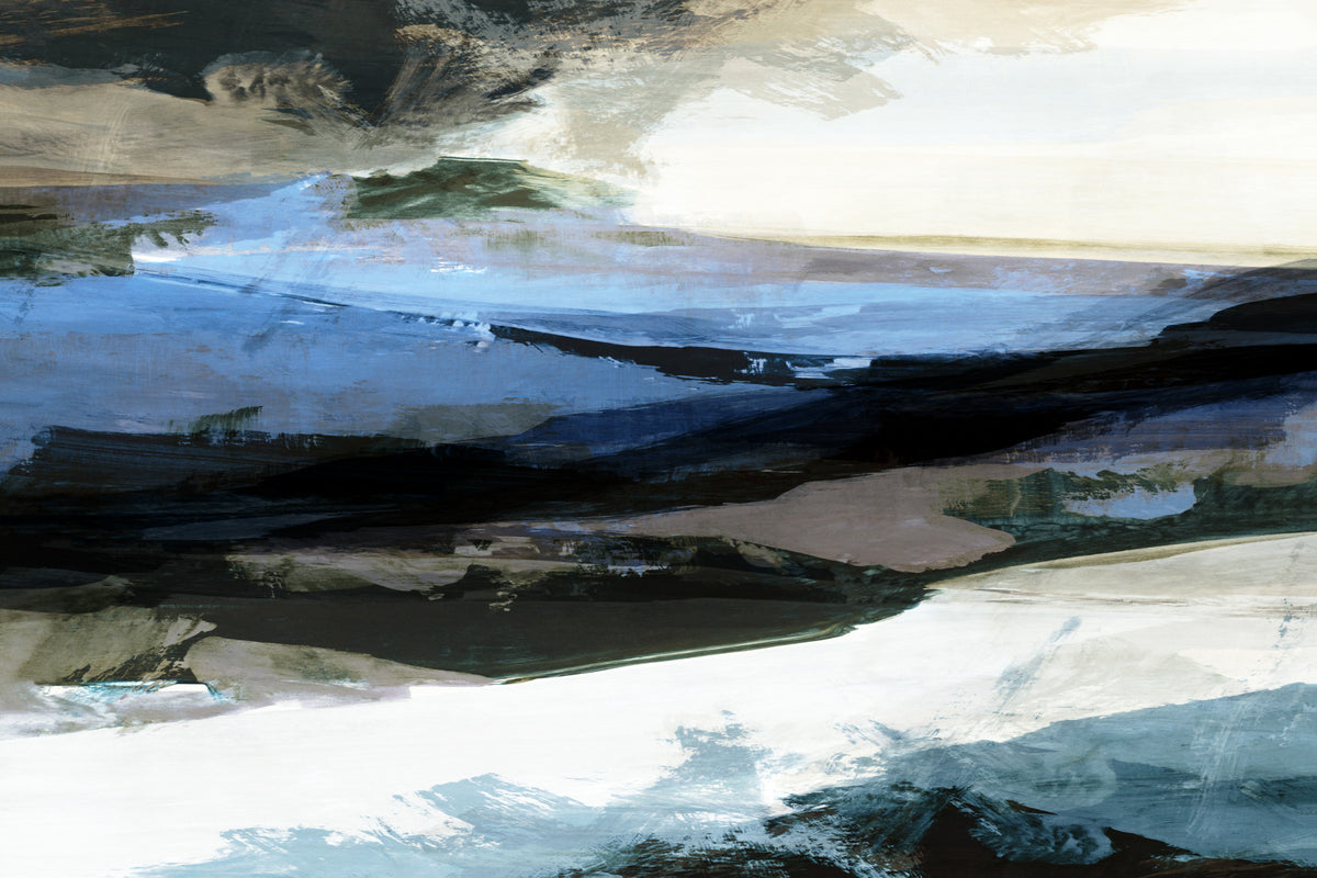 Abstract Horizon Brushstrokes Wall Mural in your room — zoomed