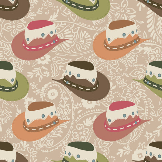 Rustic Western Cowboy Hat Pattern Wallpaper⁠