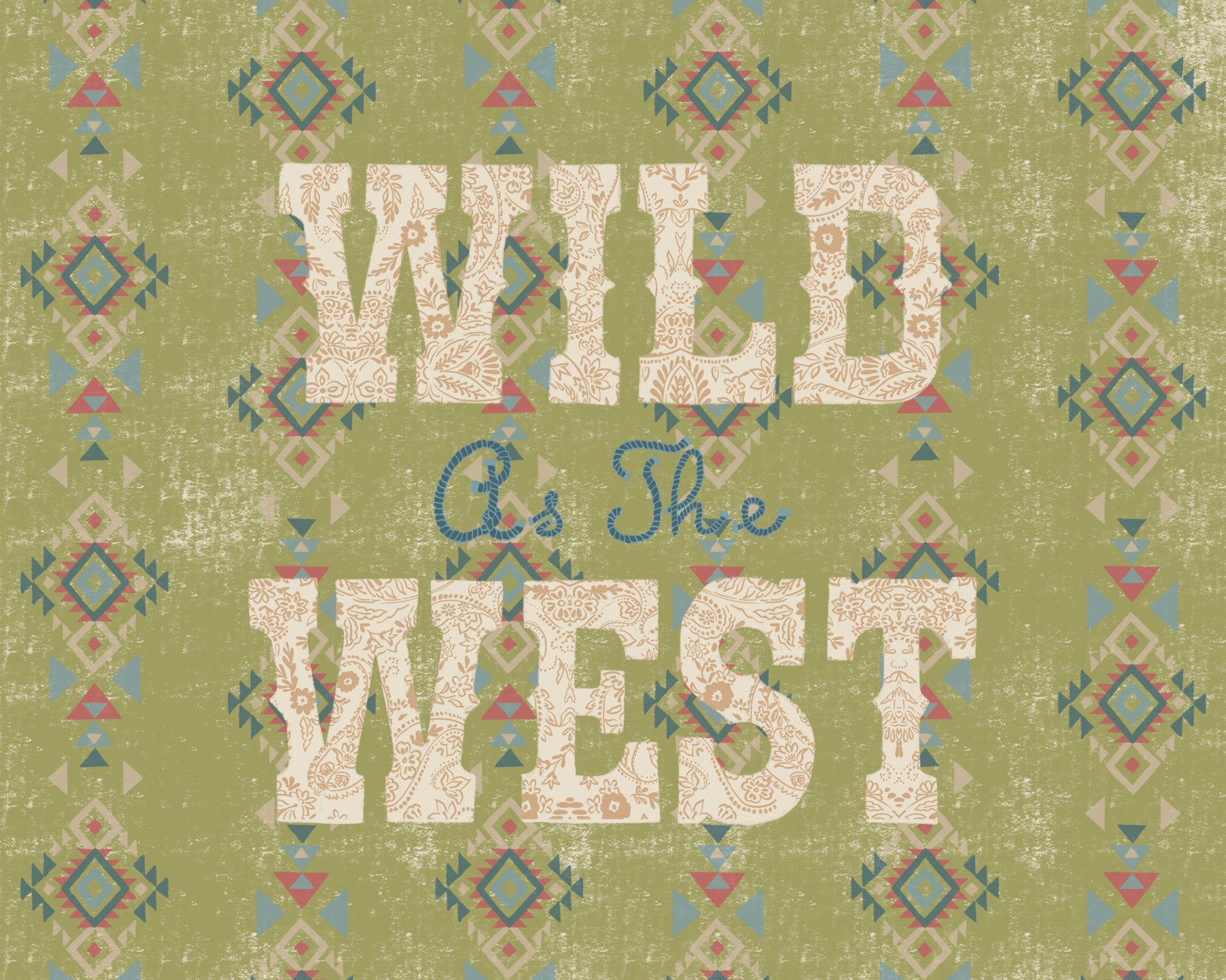 Western Folklore Script Pattern Wall Mural