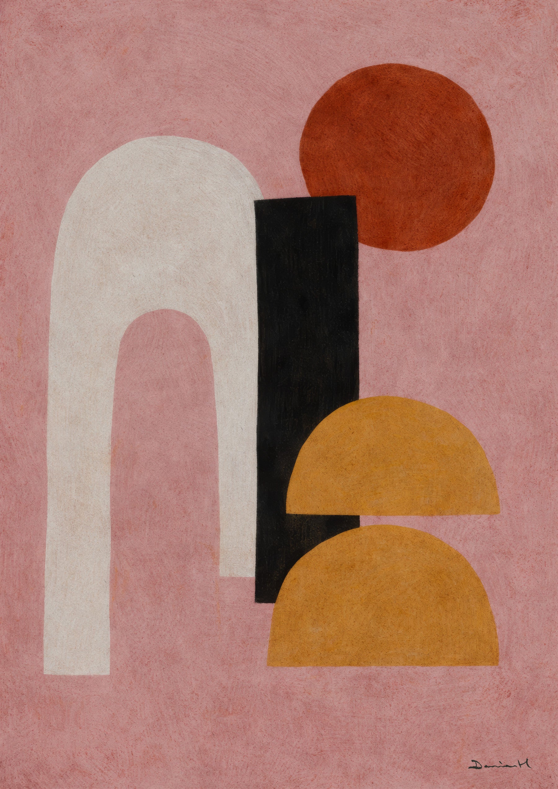 Abstract Shapes in Rose and Clay Wall Mural
