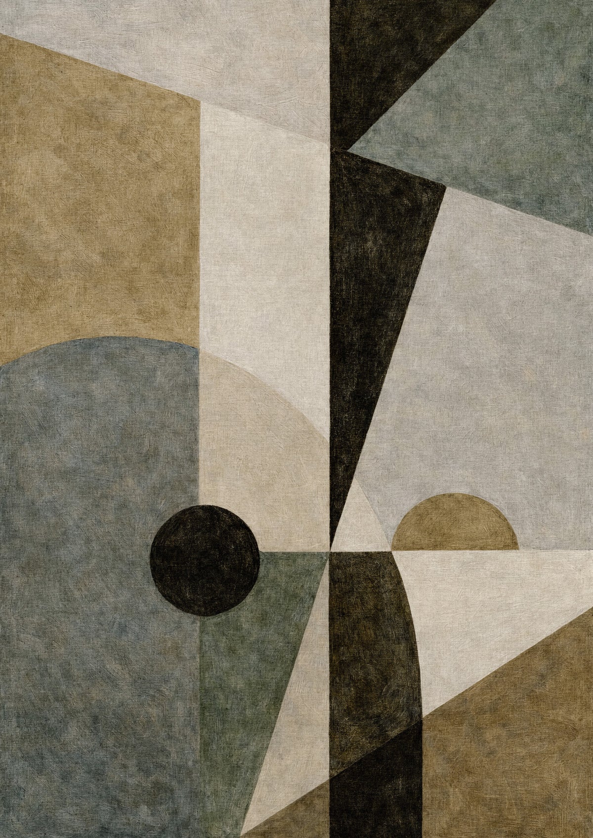 Geometric Earth Tone Cubism Wall Mural in your room — zoomed