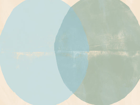 Sage and Blue Geometric Arcs Wall Mural