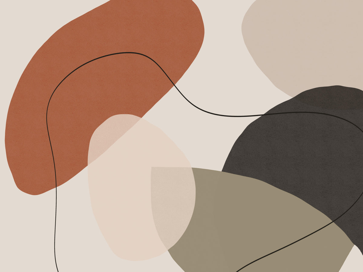 Minimalist Earth Tone Abstract Shapes Wall Mural in your room — zoomed