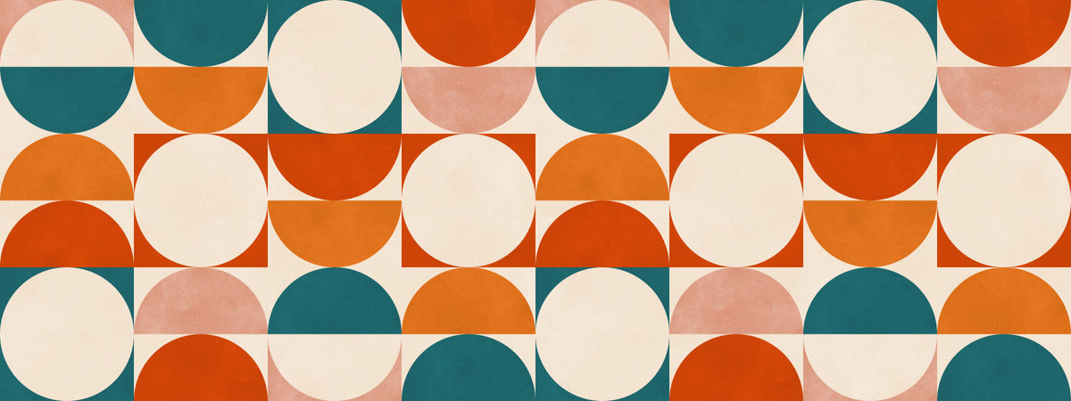 Abstract Semicircle Grid Motif Wall Mural in your room — zoomed