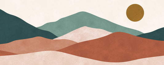 Abstract Sage and Terracotta Hills Wall Mural