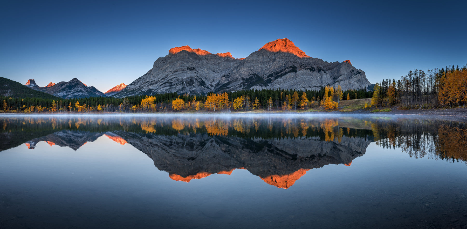 Golden Peak Alpine Reflection Wall Mural
