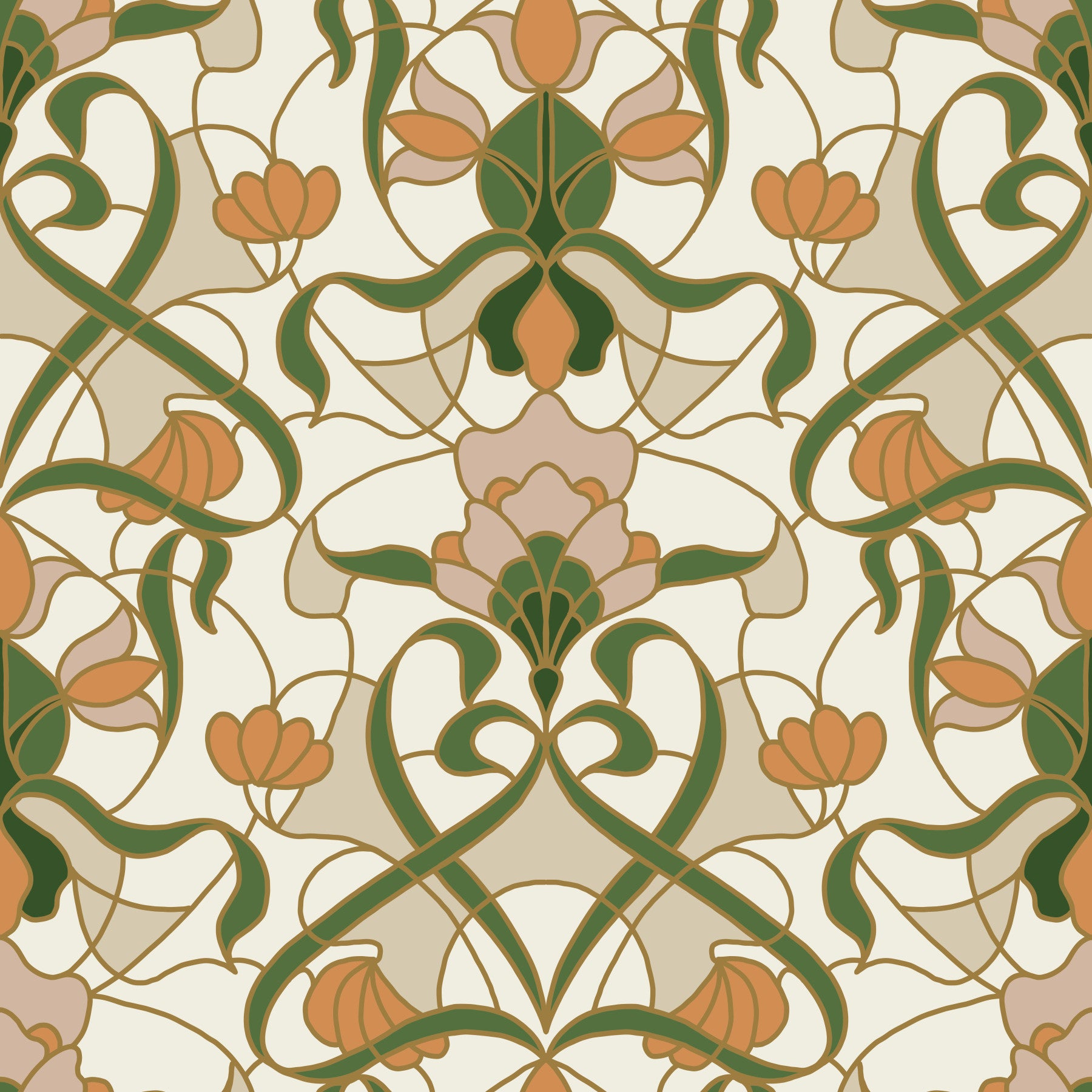 Art Nouveau Floral Interlace Wallpaper⁠
