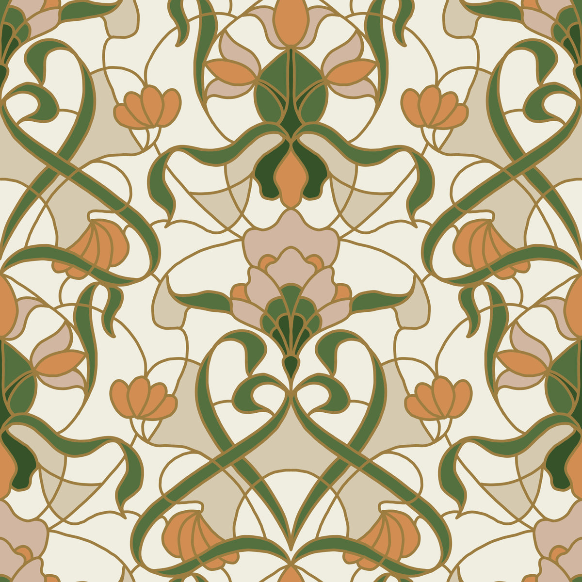 Art Nouveau Floral Interlace Wallpaper⁠ in your room — zoomed