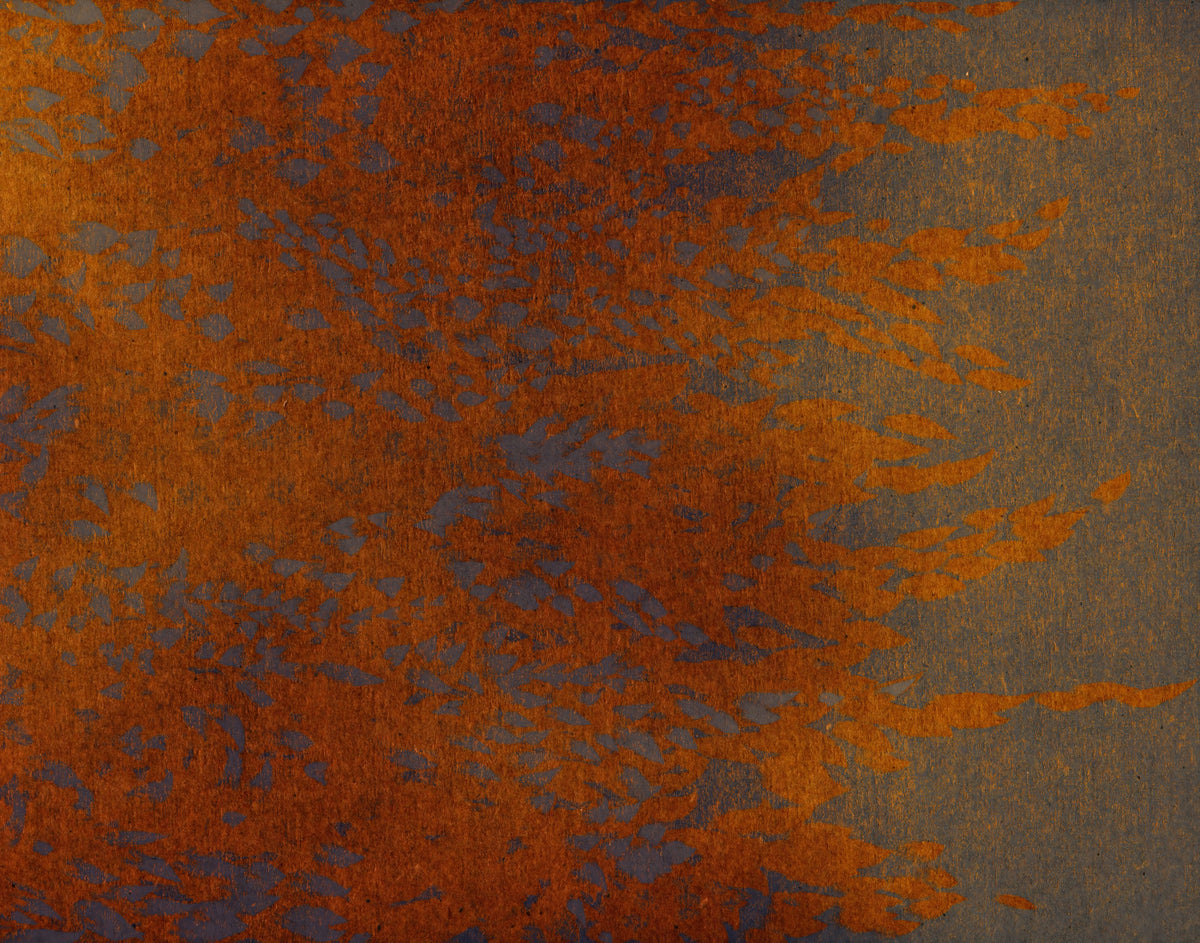 Burnished Amber Leaf Pattern Wall Mural