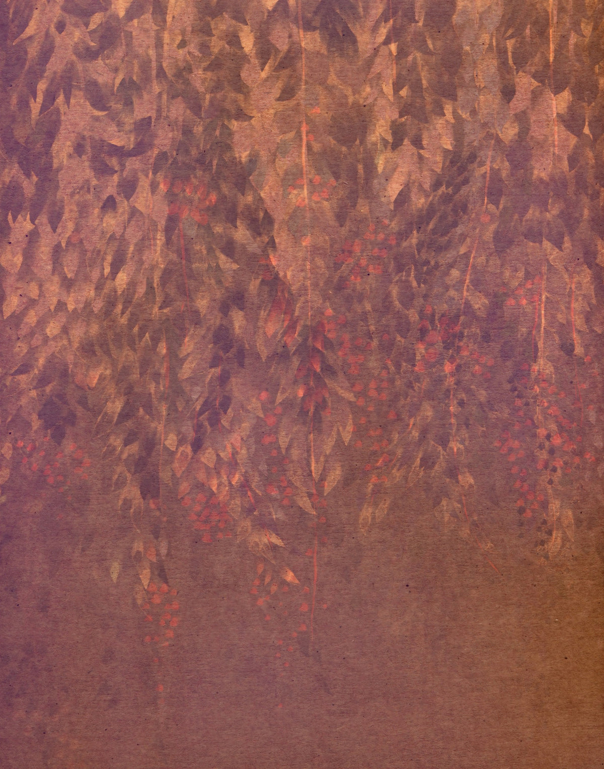 Rustic Berry Trail Botanical Art Wall Mural