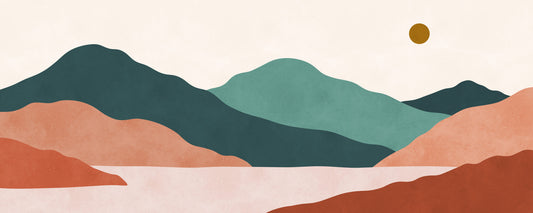 Abstract Terracotta and Teal Range Wall Mural