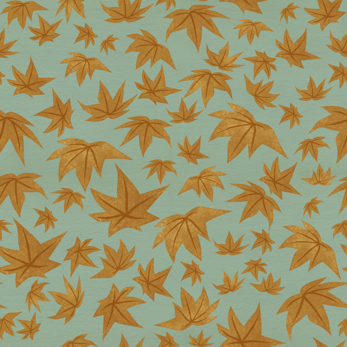 Japanese Maple Leaves - Mustard & Water Wallpaper⁠ in your room — zoomed
