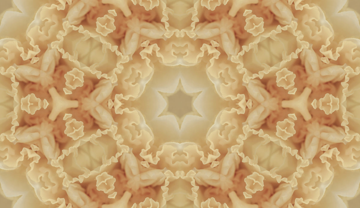 Soft Peach Ruffled Kaleidoscope Wallpaper⁠ in your room — zoomed