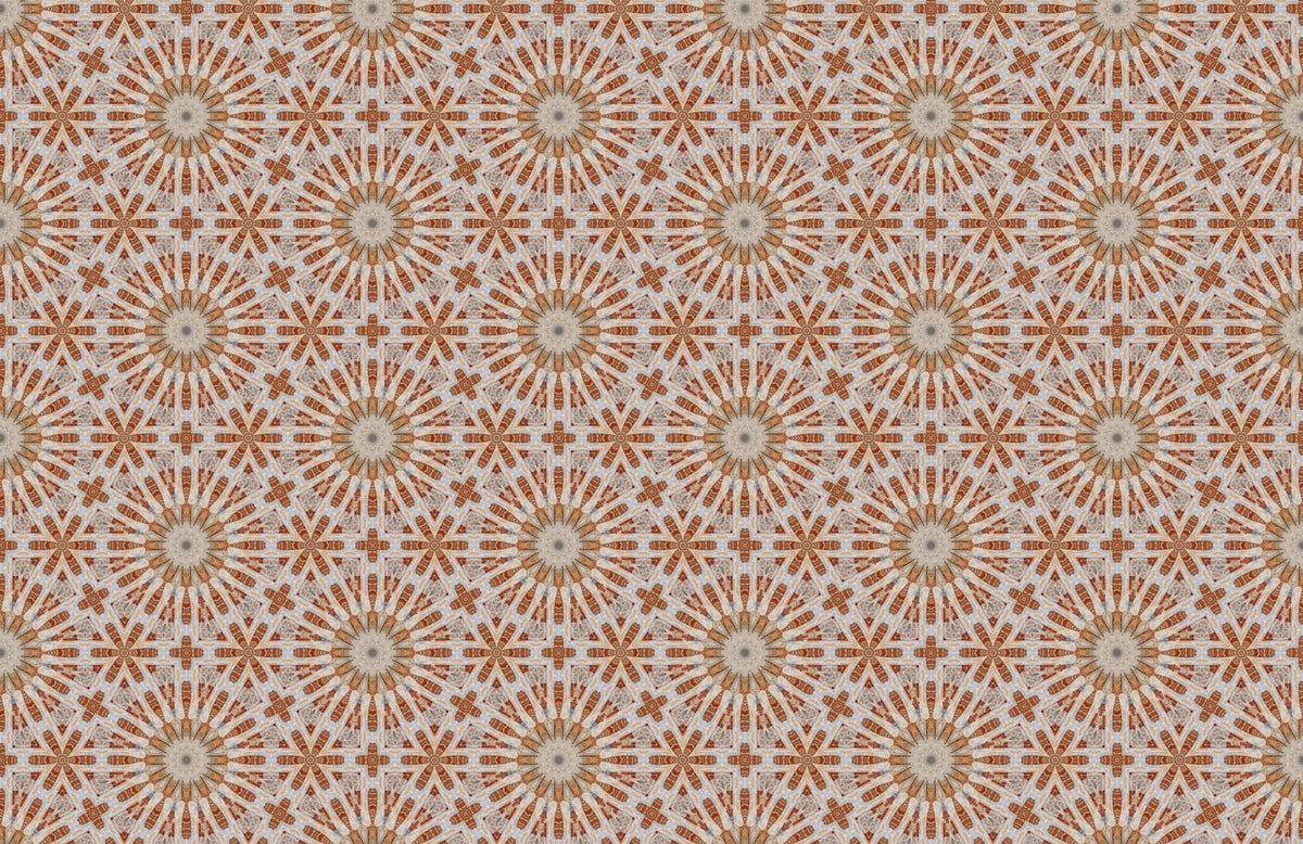 Terracotta Geometric Starburst Tile Pattern Wallpaper⁠