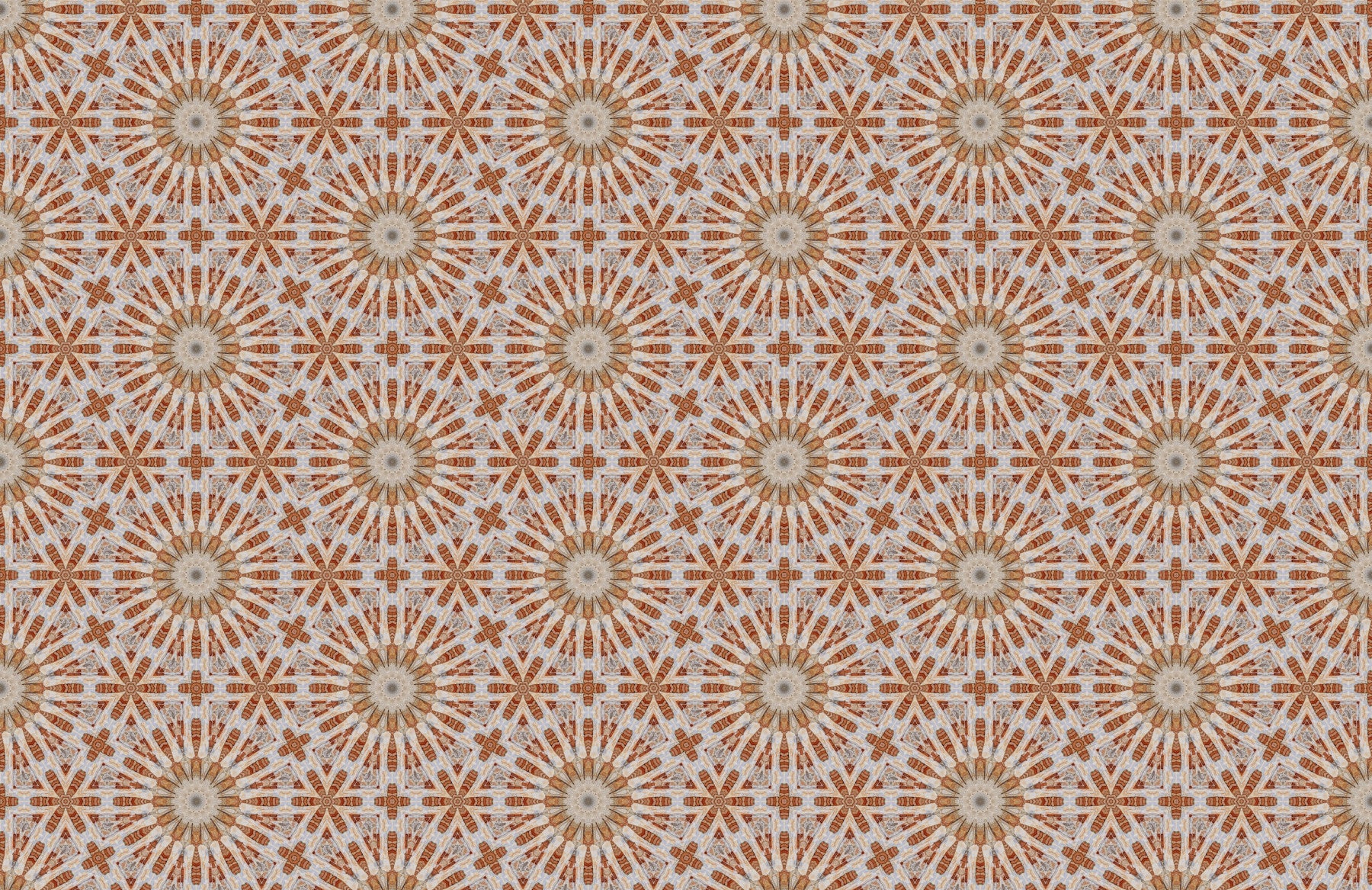 Terracotta Geometric Starburst Tile Pattern Wallpaper⁠ in your room — zoomed