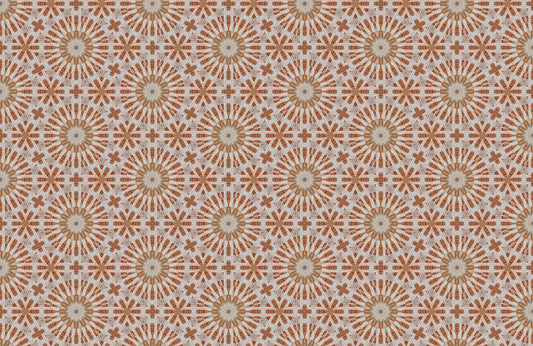 Terracotta Geometric Starburst Tile Pattern Wallpaper⁠
