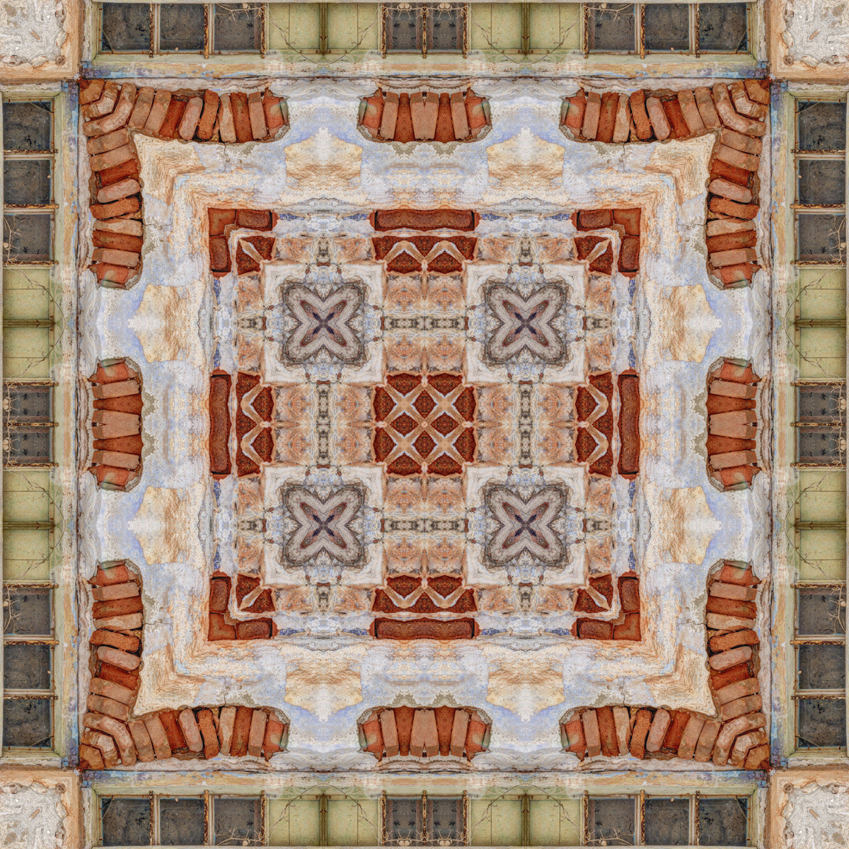 Rustic Brickwork Mosaic Wallpaper⁠