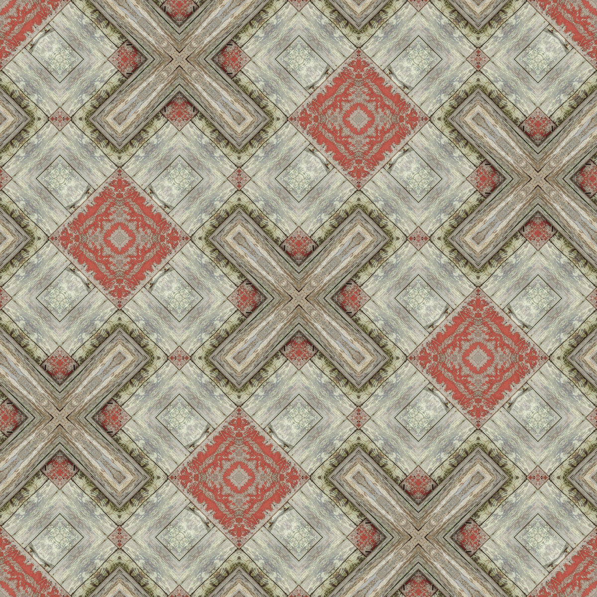 Rustic Geometric Weathered Wood Wallpaper⁠ in your room — zoomed