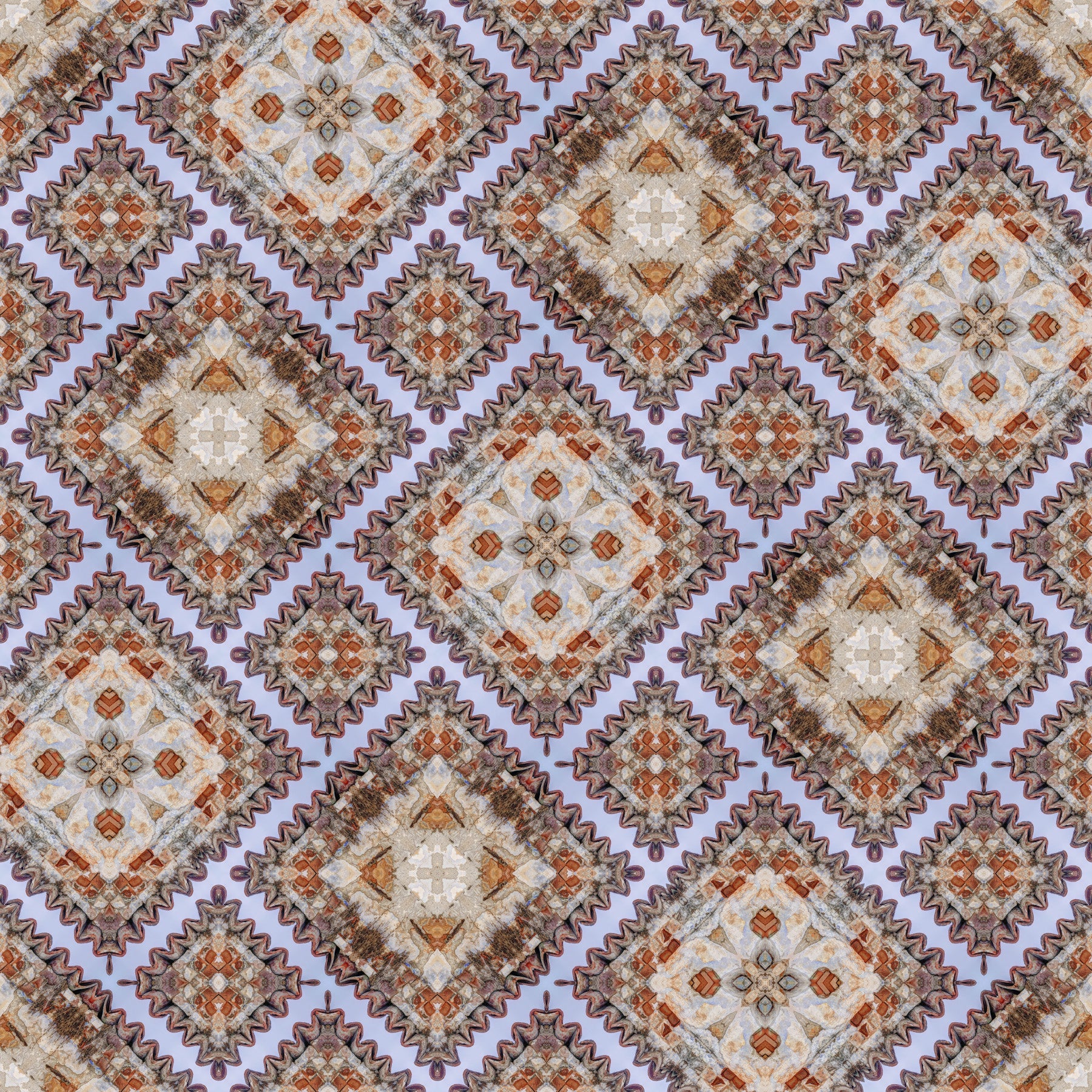Rustic Diamond Lattice Mosaic Wallpaper⁠