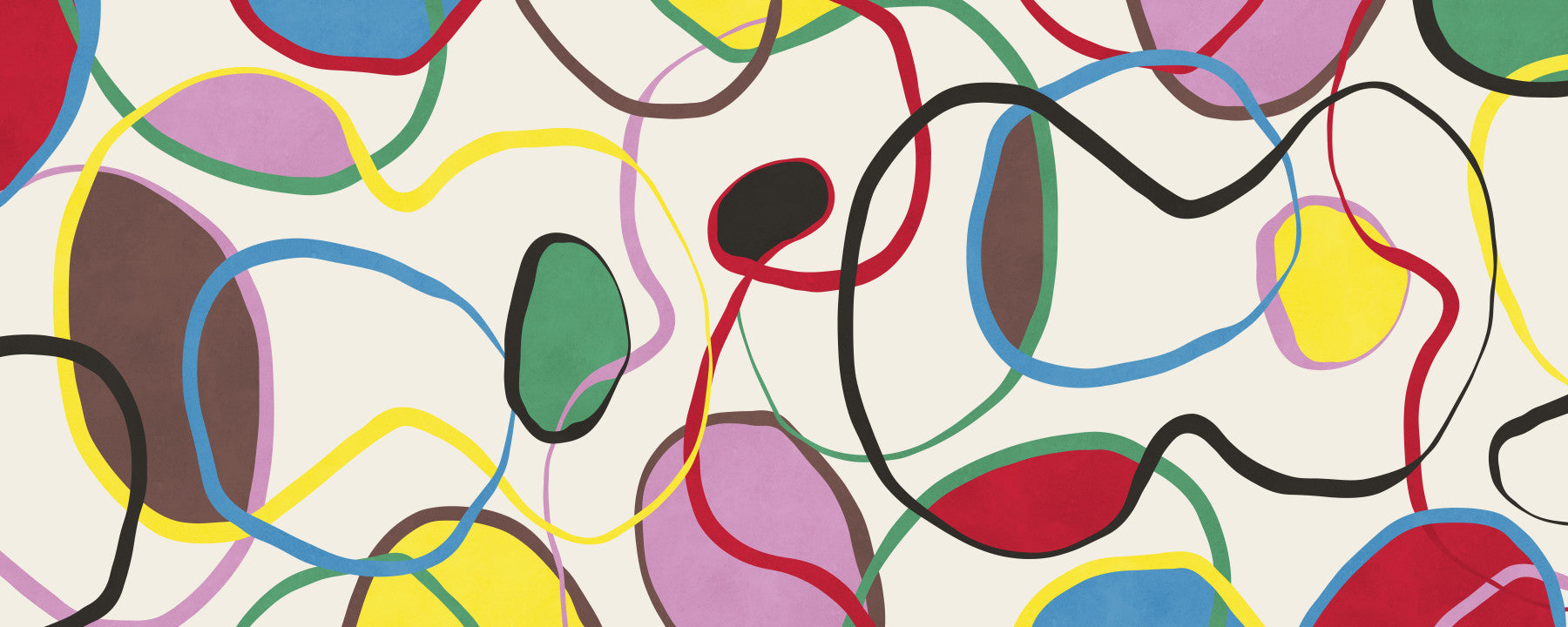 Playful Scribble and Shape Pattern Wall Mural