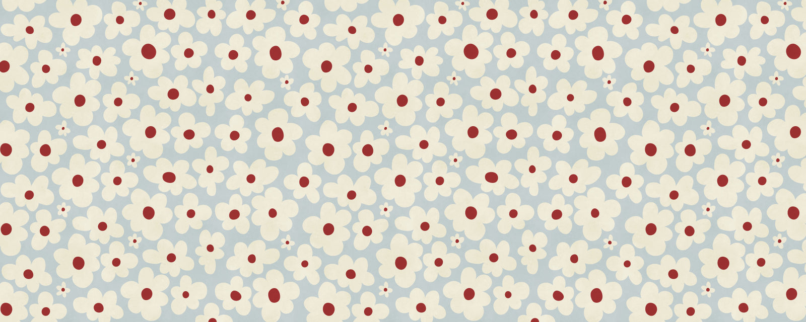 Retro Cream and Red Floral Blooms Wall Mural