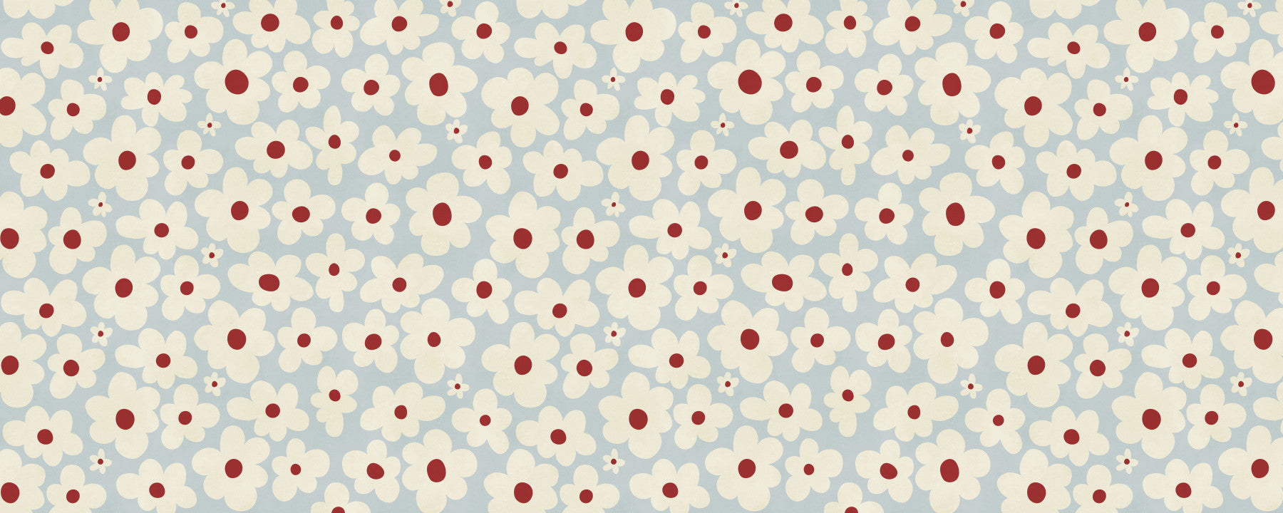 Retro Cream and Red Floral Blooms Wall Mural