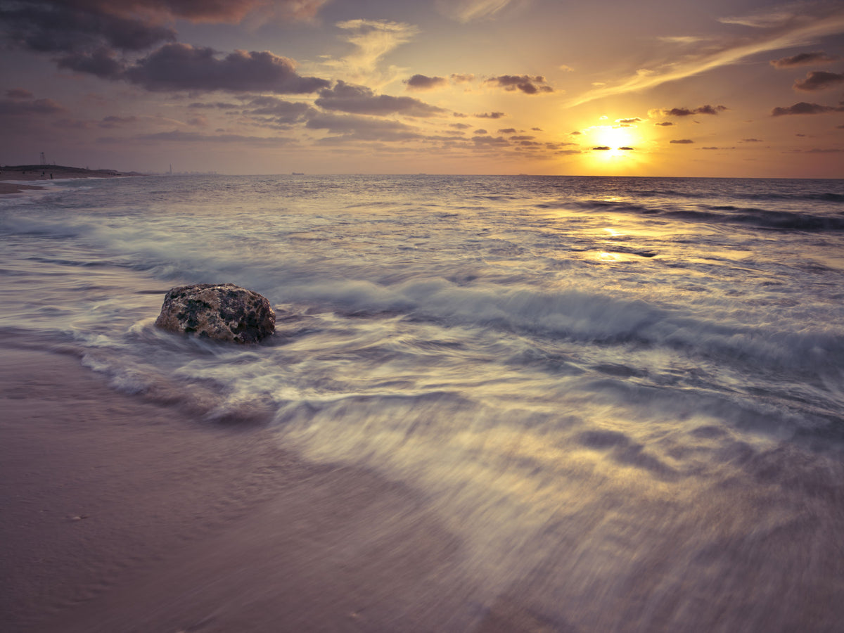 Golden Seashore Sunset View Wall Mural in your room — zoomed